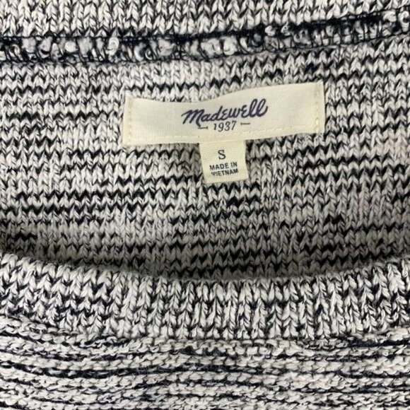 Madewell Sculpture Cropped Sweater Top - Grey Marled Cotton Blend, Sz Small - Picture 2 of 6
